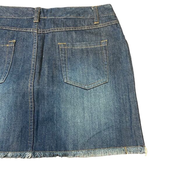 Route 66 Denim Skirt 5 Pocket Zip Fly Size 10 Distressed Raw Frey Hem Retro Y2K - Picture 4 of 11
